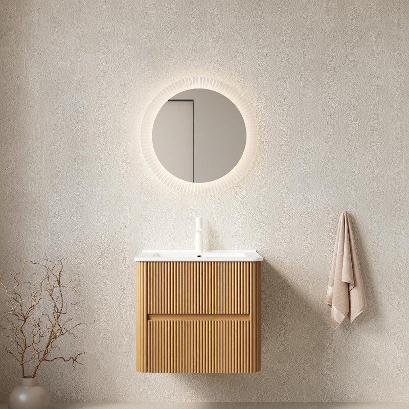 Ensembles de meuble-lavabo de salle de bain, Bois naturel, 24"