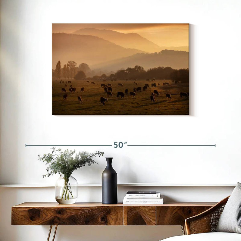 Vaches qui paissent, H 24 po x l 36 po