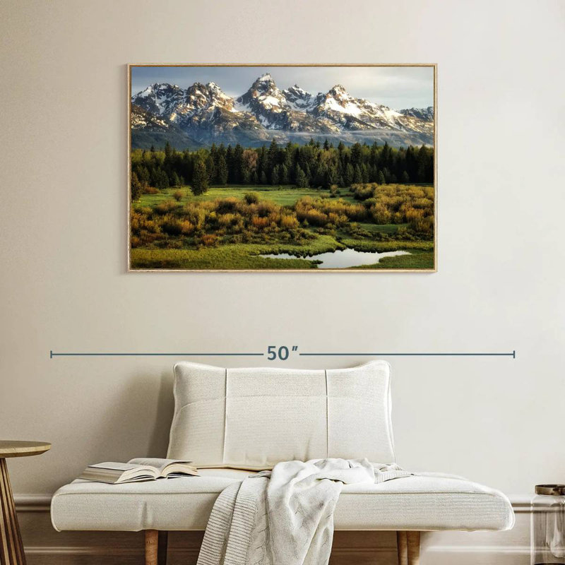 Grand Teton Beauty, Cadre flottant en bois naturel, 40 po x 27 po