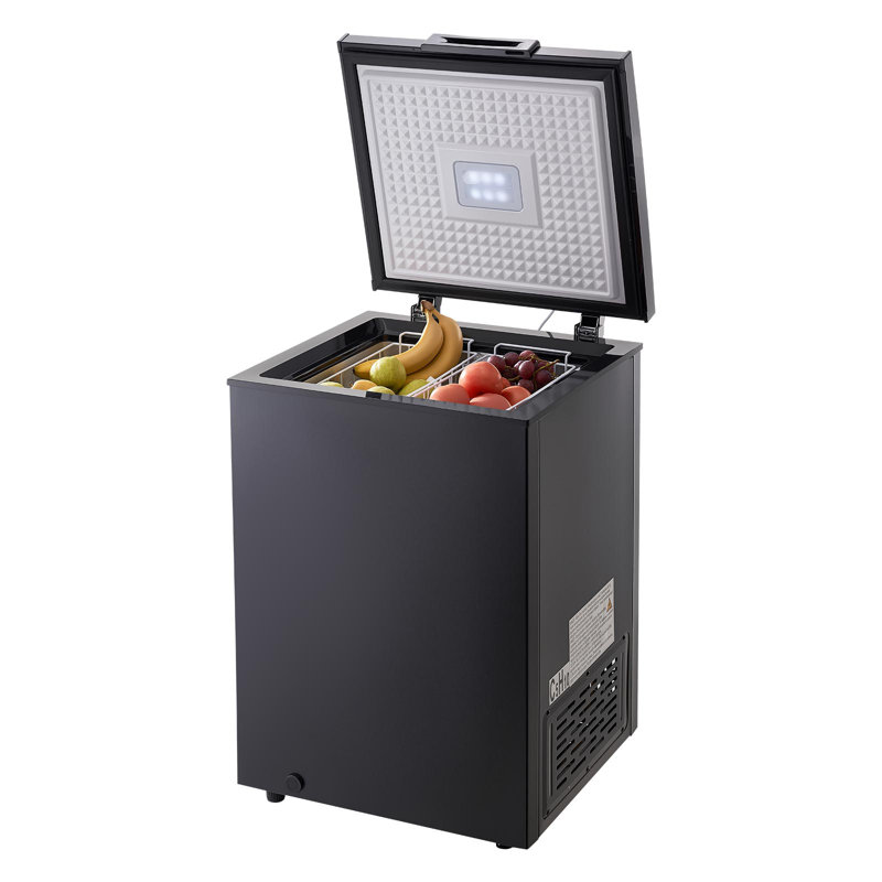 Chest Freezer, 3.3 Cu.ft Compact Deep Freezer, Free Standing Top Open Door Chest Freezers with 2 Removable Baskets & Adjustable Thermostat - Energy Saving, Low Noise & Garage Ready, Black