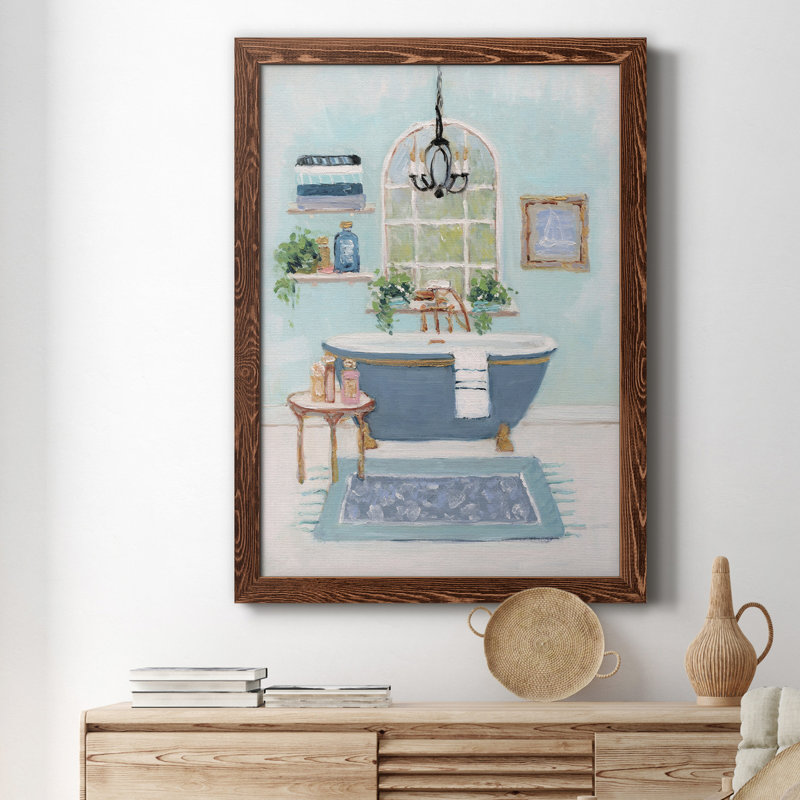 «Blue Bath I», peinture sur toile encadrée, H 20 po x l 17 po x P 1,5 po, Érable