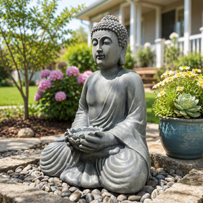 Magnesium Oxide Buddha Statue Weatherproof Buddha Sculpture Outdoor Garden Courtyard Decor Ornament