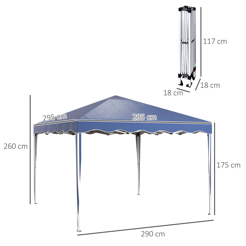 3m x 3m Steel Pop Up Canopy, Blue