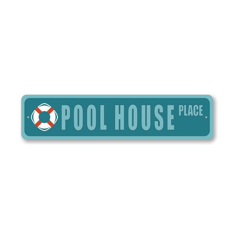 Enseigne en aluminium Pool House Street, H 6 po x l 24 po x P 0,06 po