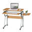 Bureau d'ordinateur compact avec tablette latérale et panneau de clavier, cerisier