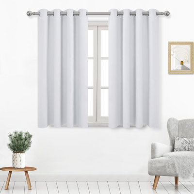 2 Thick Panels Room Darkening Blackout Curtains, Thermal Insulated Block Out Light Grommet Drapes