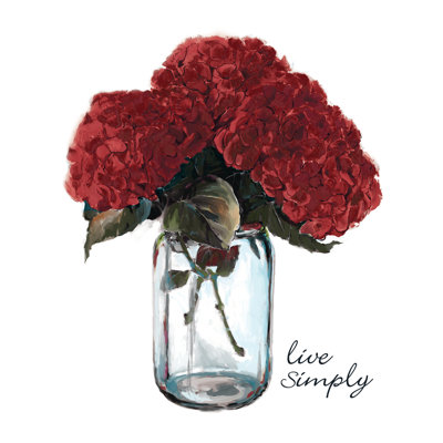Red Hydrangeas Live Simply - Painting Print