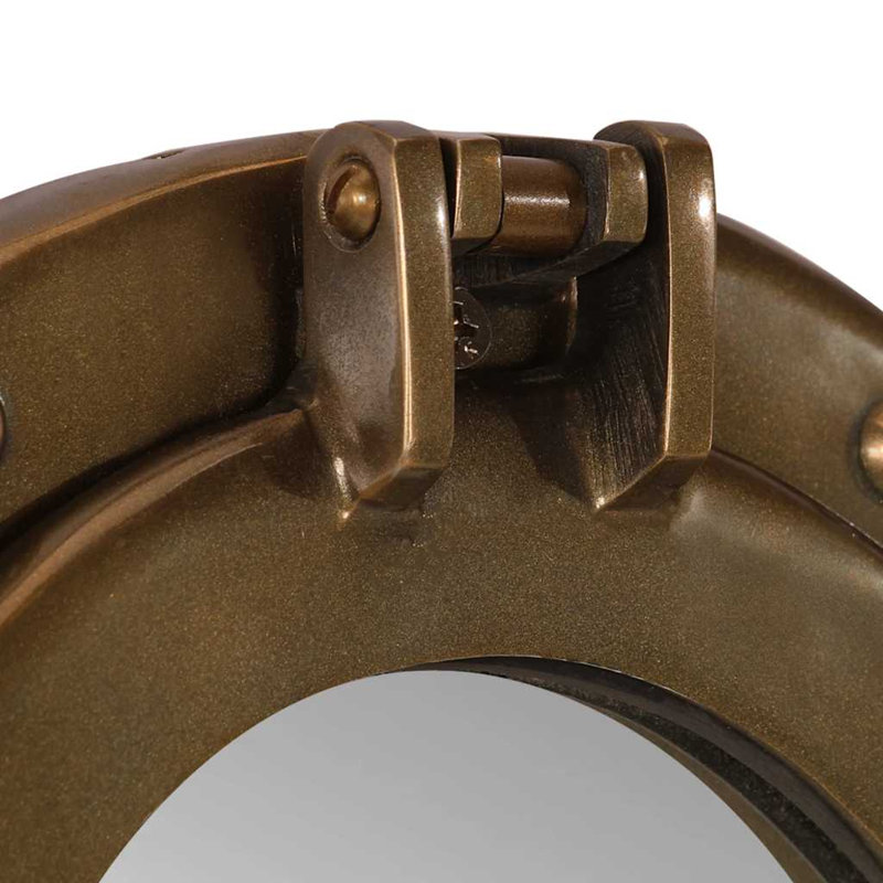 Porthole Mirror Wall Hanging Aluminium And Glass, 23 cm H x 23 cm W, Brown