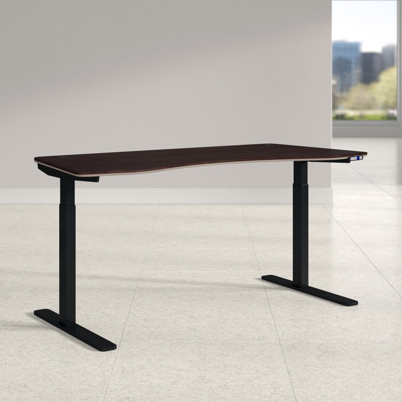 Adjustable Height Steel Standing Desk, 48" H x 71" W x 33" D, American Walnut/Black