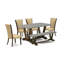 Ensemble de salle à manger 6 pièces comprenant une table rectangulaire à pieds en V et 4 chaises Parson en lin brun avec banc.-913233676-965838859