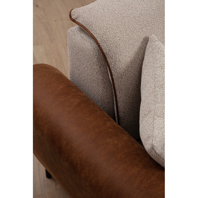 Canapé-lit d'angle, Face à la droite, Mélange de polyester beige