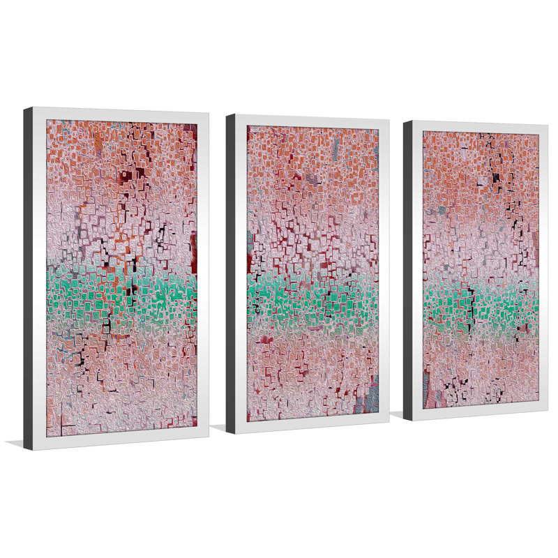 « illusion or asolo », ensemble de 3 reproductions d’art encadrées, L 40,5 po x H 25,5 po x P 1 po, Cadre argenté