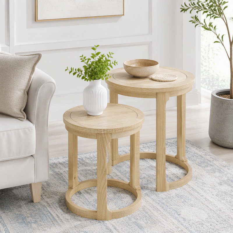 Ensemble de tables rondes 24 "2PCS, Chêne