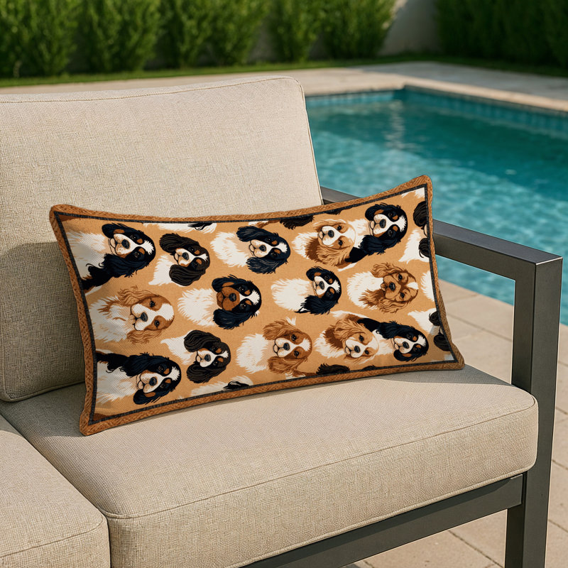 Indoor and Outdoor Throw Pillow, Rectangle 18"H x 25"W, English Toy Spaniel