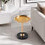 Table basse dorée réglable en hauteur avec base en marbre naturel et plateau en métal-823796473