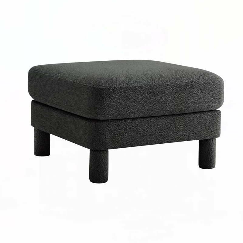 Boucle Upholstered Ottoman For Sectional, Dark Gray