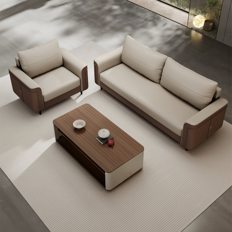 European style simple sofa combination, Leather Match