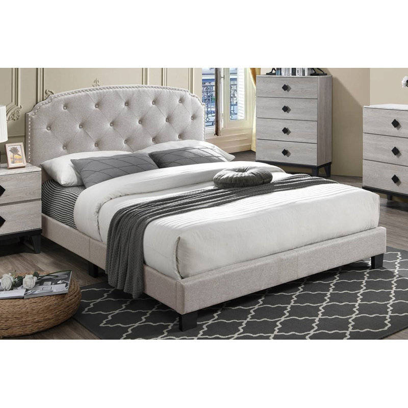 Jaquavien Upholstered Platform Bed, Queen, Light Brown