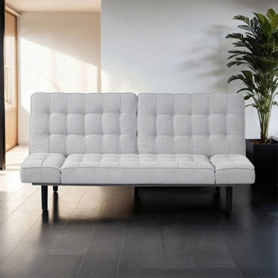 Futon Sofa Biscuit Tufting Seat Back 1Pc Sofa Adjustable Arm Rests Converts To Bed Couch