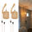 Plug In Wall Sconces Set Of Two Hand Woven Lamp With Cord Rattan Lights Farmhouse Sconce Mounted Light Boho Lighting For Bedroom Living Room