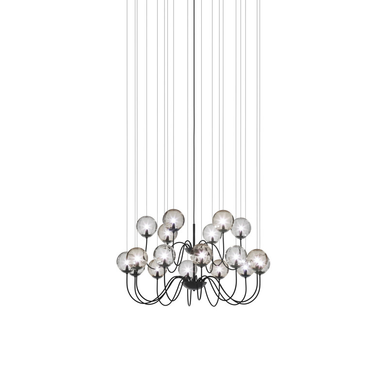 Puppet 18 - Light Chandelier, Smoky Transparent;Crystal Transparent, Matte Black