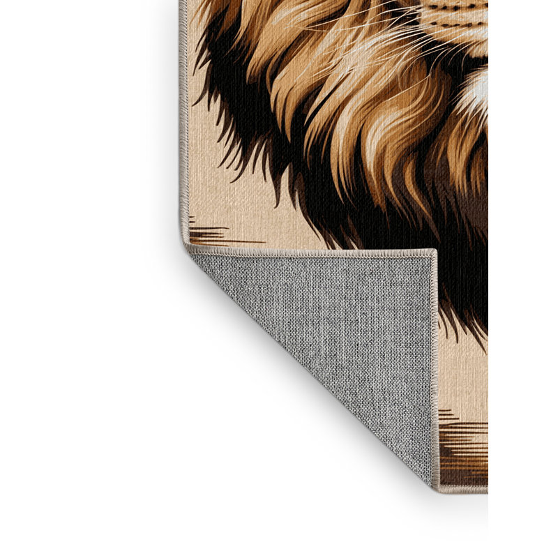 Washable African Lion Big Cats Area Rug, Rectangle 7' x 9'