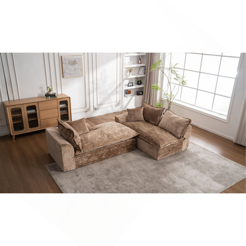 Canapé modulaire 103 po avec méridienne en forme de L, canapé modulaire désossé large de 103 po pour le salon, aucun assemblage requis