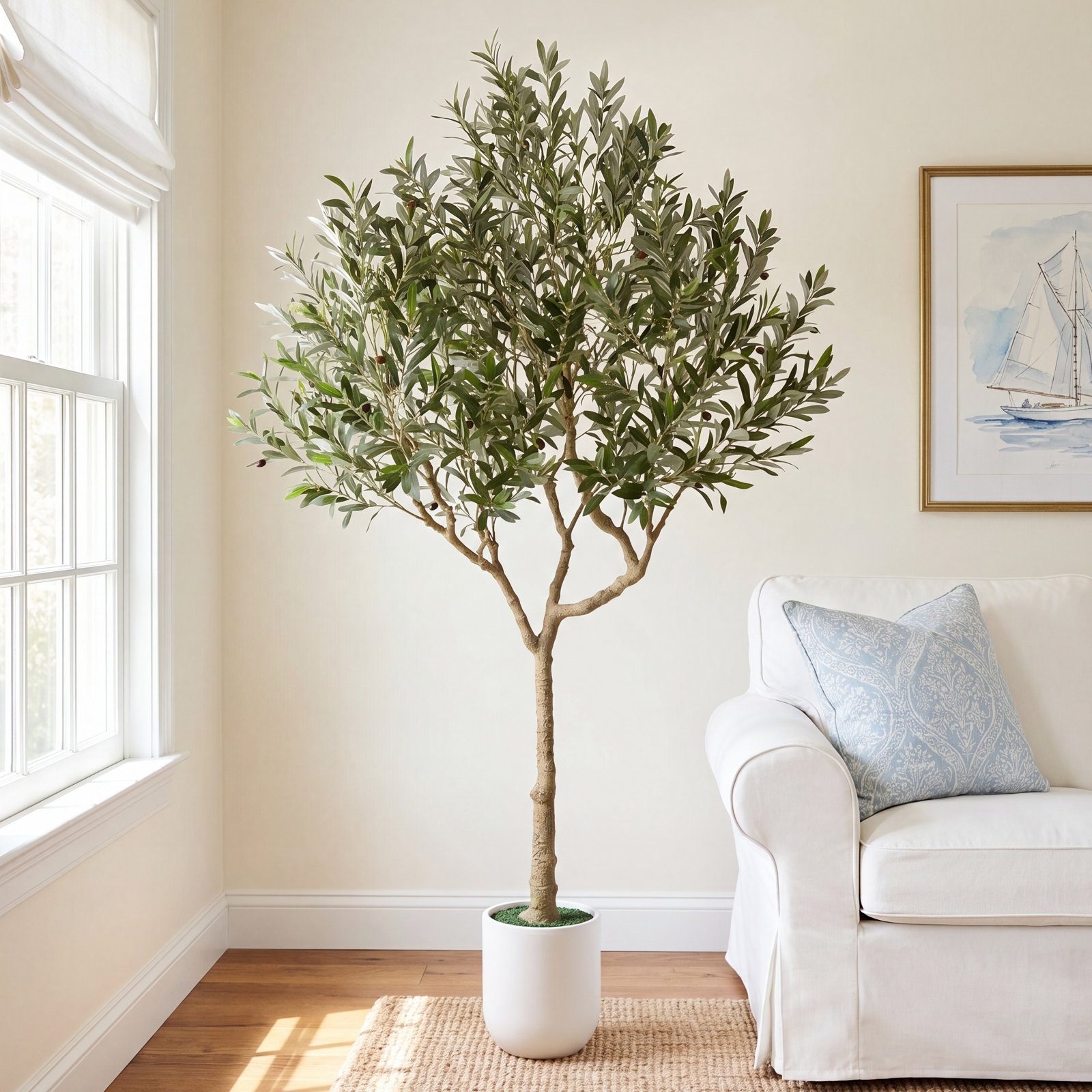 Ashwell Olive Plant in Pot, 98" H x 53" W x 53" D