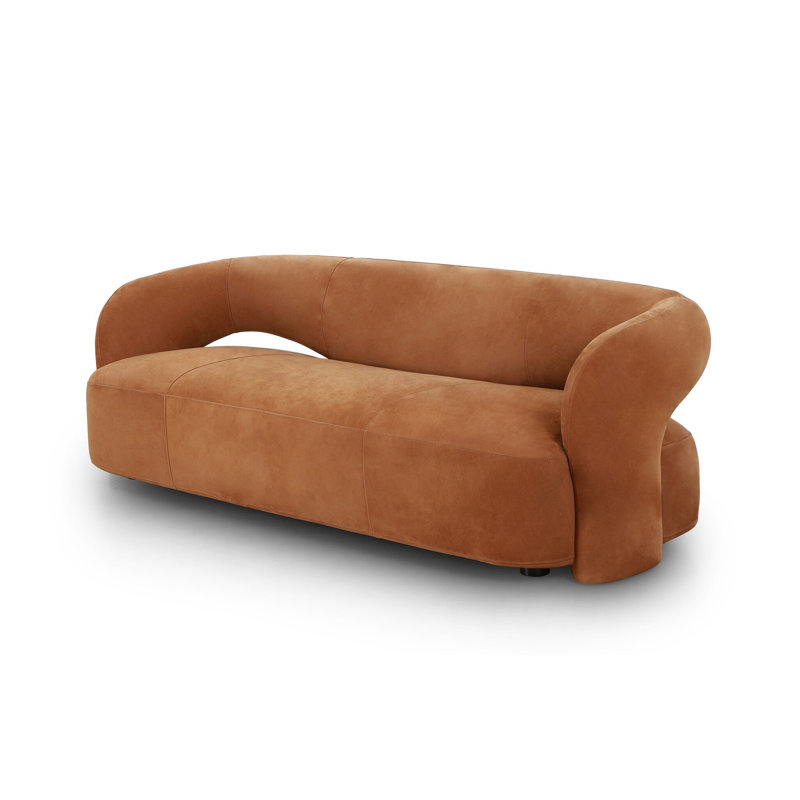 Mazie Sofa, Nubuck Cognac Top Grain Leather