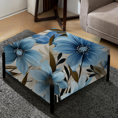 Grand repose-pieds carré bleu Blue Coastal Harmony