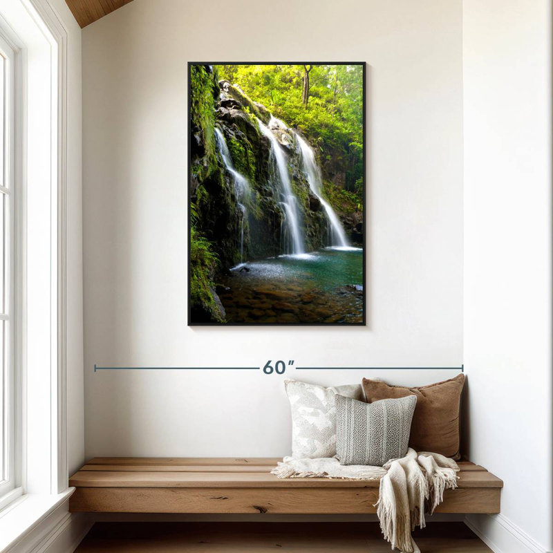 Chutes de Hana, Cadre flottant noir, 29 po x 43 po