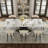 63''-94'' Expandable Dining Table for 4-8, White Sintered Stone Kitchen Table with Black Stainless Steel Base