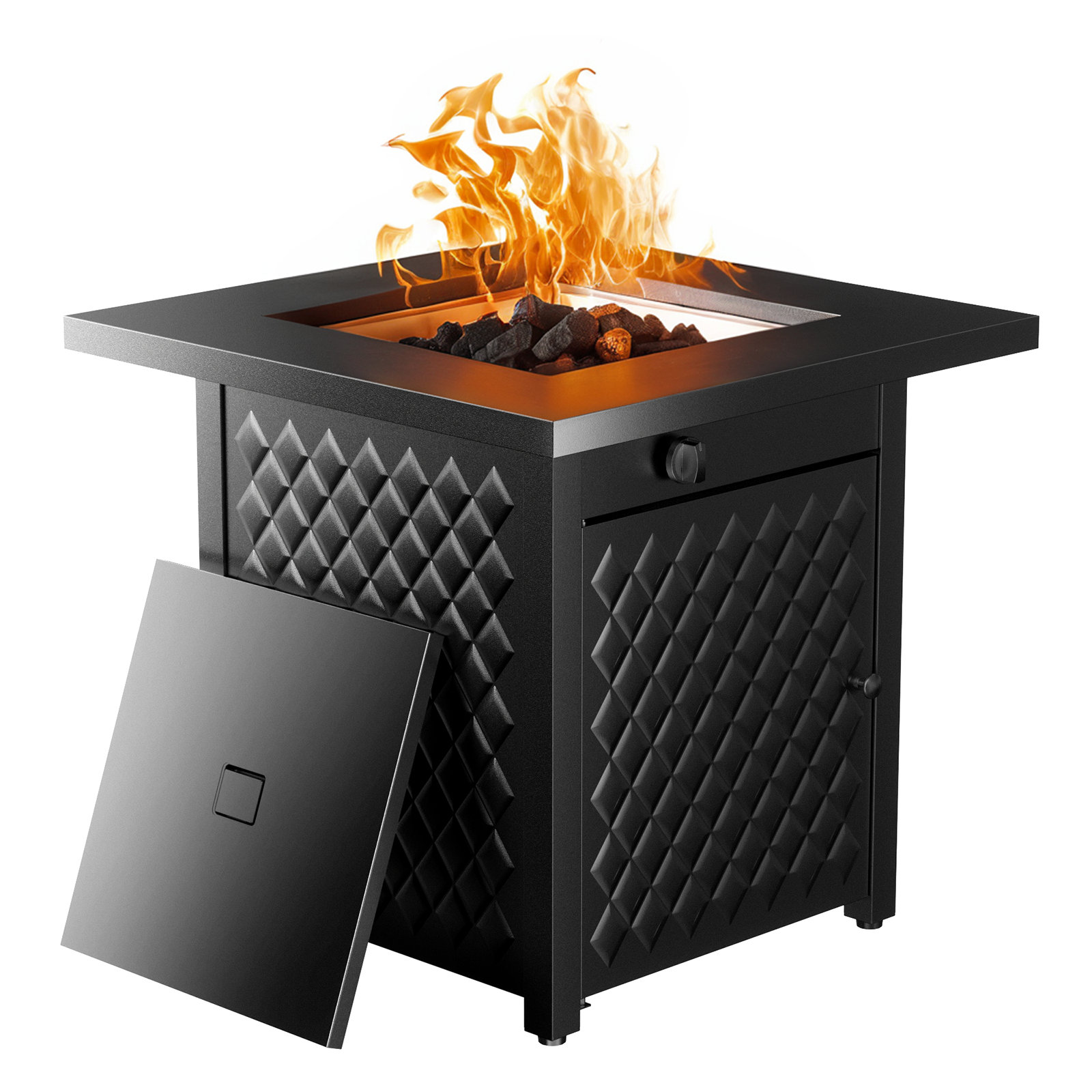Red Barrel Studio Square Outdoor Propane Gas Fire Pit Table with Lava