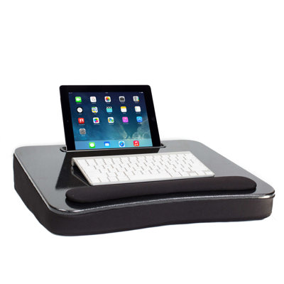 Bureau pour ordinateur portable Sofia + Sam en mousse à mémoire de forme (plateau noir scintillant) avec fente pour tablette - compatible avec les ordinateurs portables jusqu'à 17 pouces