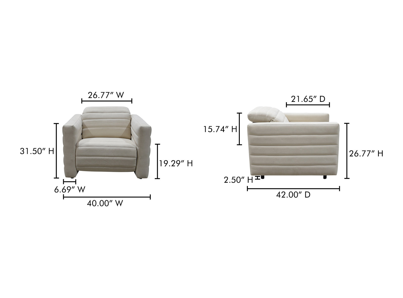 Waldo Power Recliner Chair Off White, White
