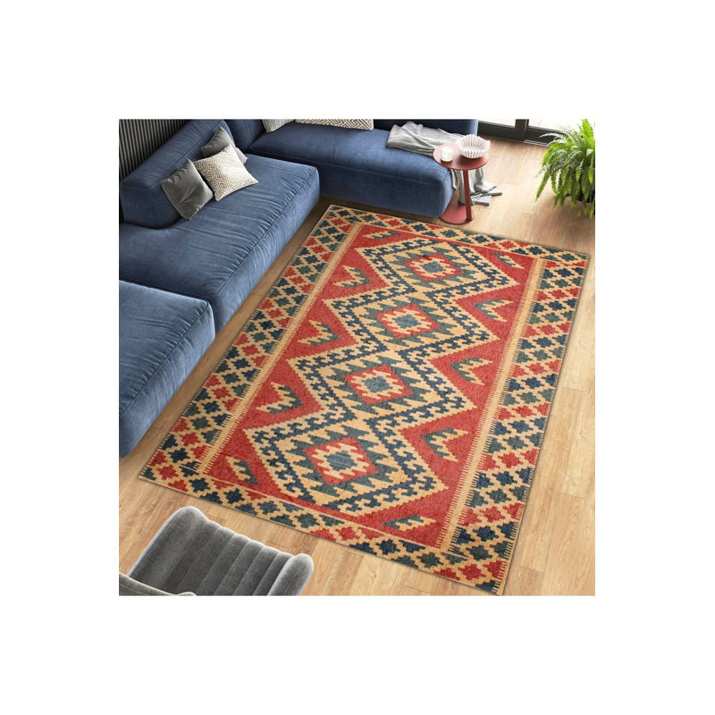 Tapis décoratif orange lavable à la machine, Tapis de couloir 2 pi 6 po x 6 pi 7 po inclus