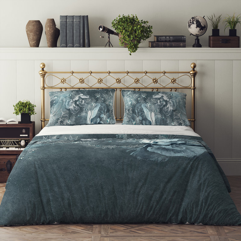 Floral Duvet Cover, King Duvet Cover + 2 King Shams
