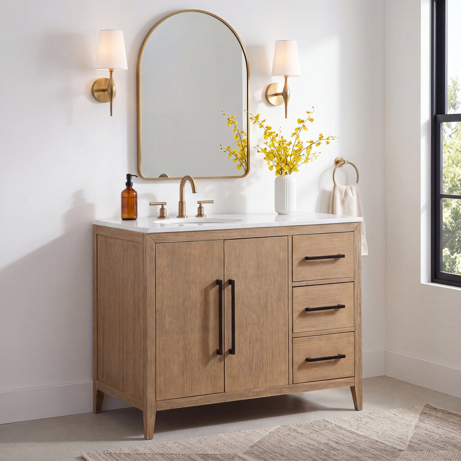 Alsup 42'' Single Bathroom Vanity, Wire Brushed Oak