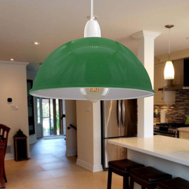 17cm H Metal Bowl Lamp Shade ( Screw On ), Green