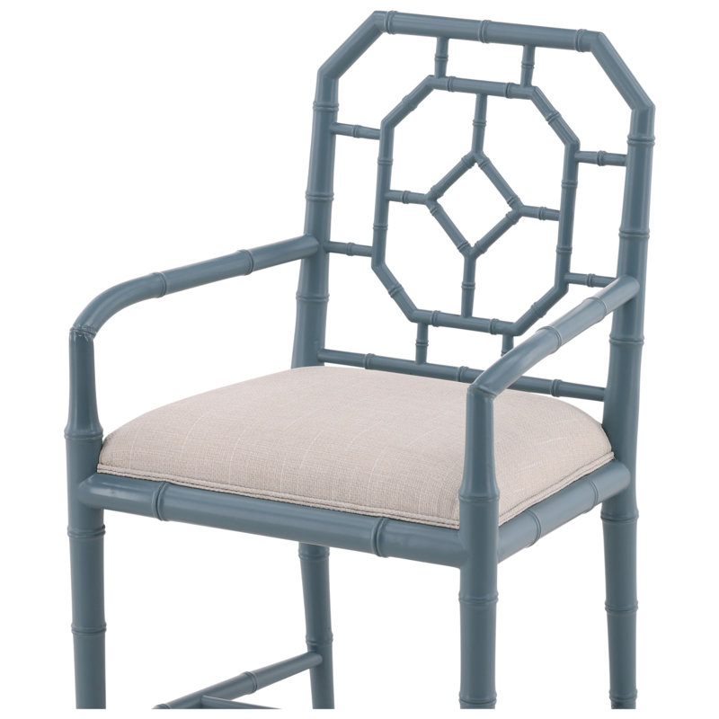 Furniture Classics Light Blue Mahogany Bamboo Arm Chair