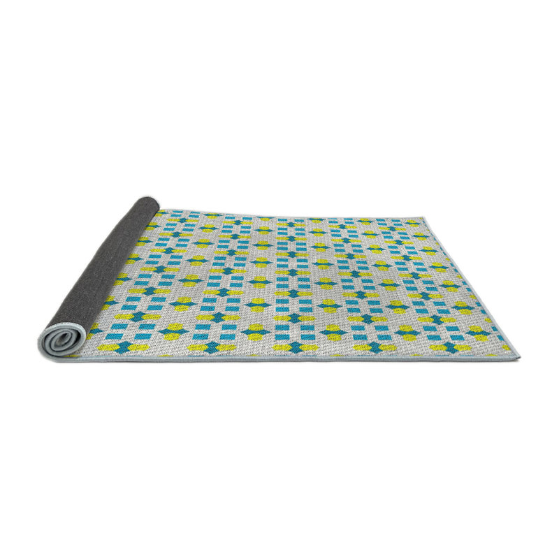 Tapis vert/gris à motifs Chamond, Rond 4 pi
