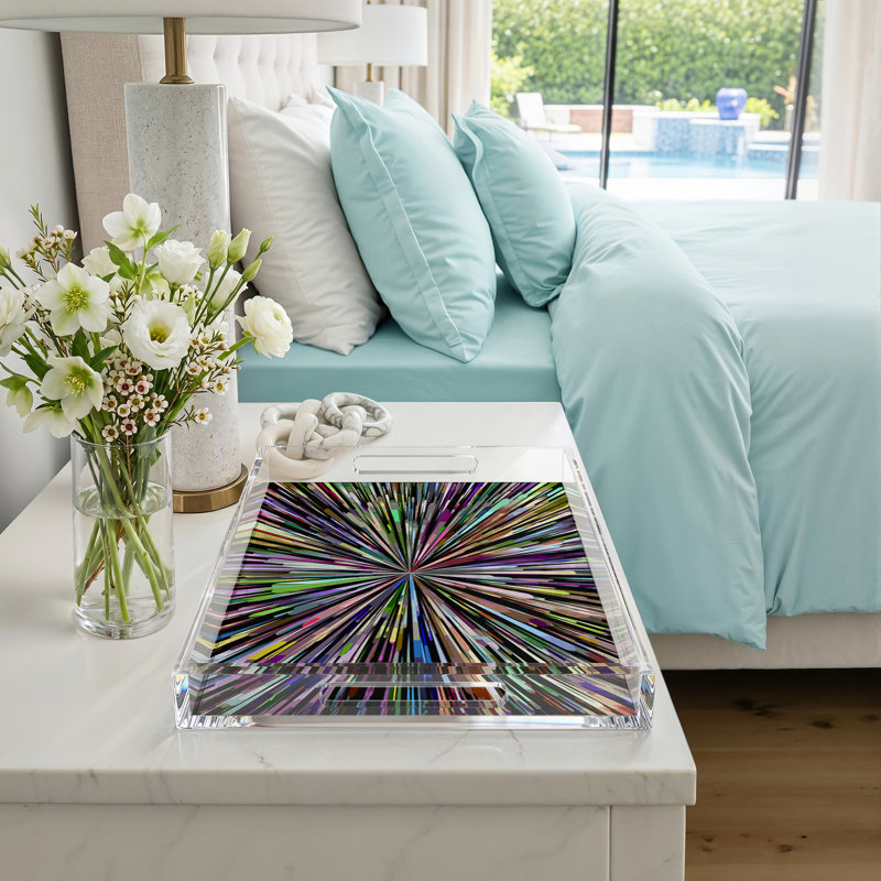 Fireworks Acrylic Rectangle Decorative Tray, 2" H x 22.5" W x 14.5" D, Black