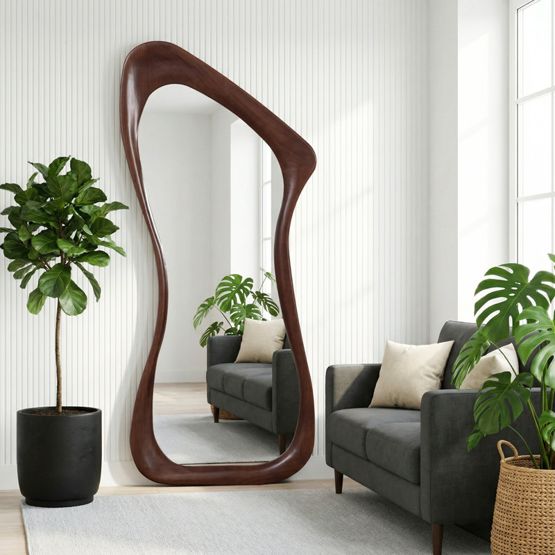 Miroir de plancher en bois massif l 31,5 po x H 71 po