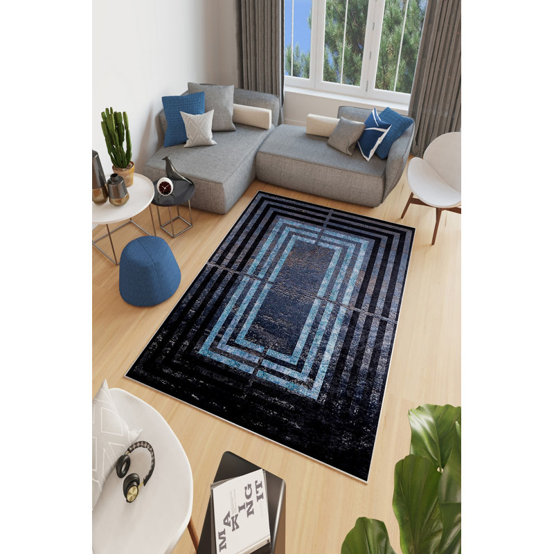 Stylish Hall Carpet (3.3 x 6.6 ft), 100% Polyester, 650 g/m² | Antibacterial, Eco-Friendly, Non-Slip PVC Dot Underside, 0.2 in Pile Height | Machine Washable, Perfect for Living Rooms & Entryways, Durable & Easy Care