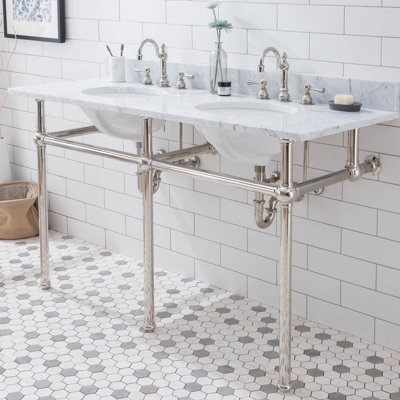 Copeland 33" Tall Stone Oval Console Bathroom Vanity with Faucet and Overflow