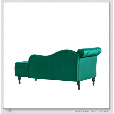 Luxurious Velvet Chaise Lounge With Storage, Buttons Tufting, Nailhead Trim, And Solid Wood Legs For Modern Homes