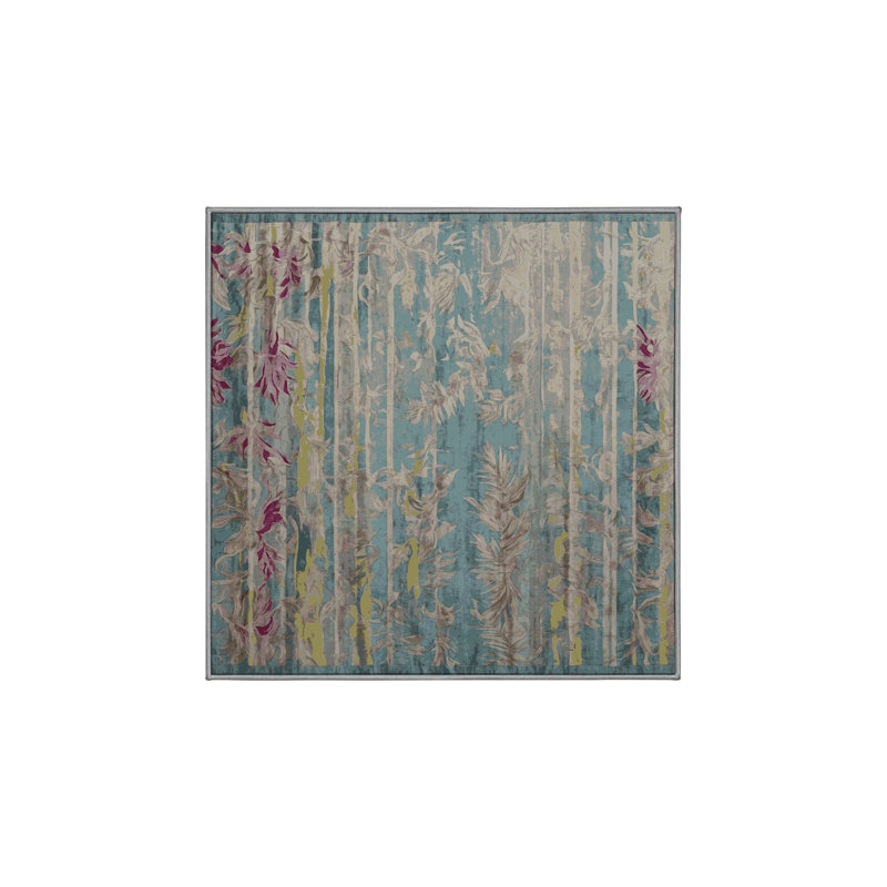 Machine Washable Gray Area Rug, Square 4'