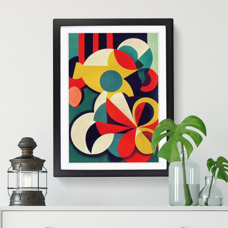FRM-V0523-843X Flower Market Abstract 1 Piece Single Picture Frame Wall Art, 64cm H x 46cm W x 2cm D, Black Framed