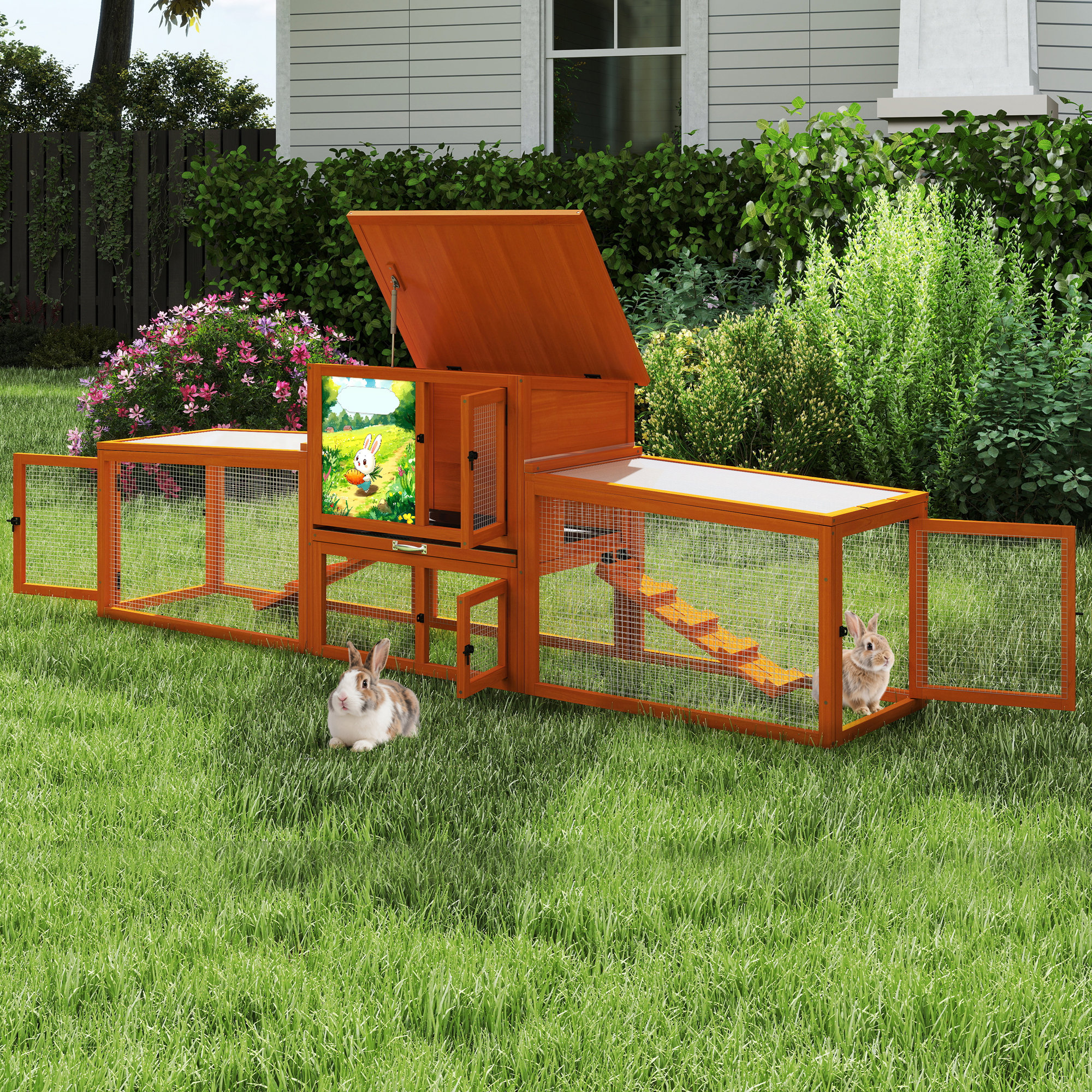 Real Rabbit Hutch Tucker Murphy Pet™ Wood Rabbit Hutch With Sunlight Roof - Wayfair Canada