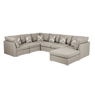 Behtzy Amira Fabric Reversible Modular Sectional Sofa
